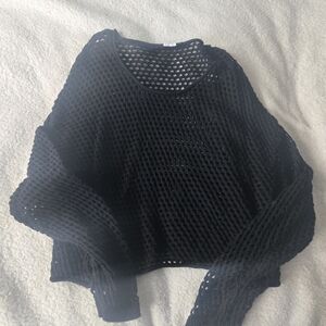 Garage Black Mesh Crew Neck Sweater